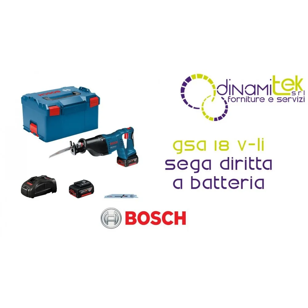 SCIE SAUTEUSE SANS FIL BOSCH GSA 18V-LI | 18 V, DEUX BATTERIES 5,0 AH ET COFFRET L-BOXX Dinamitek 1