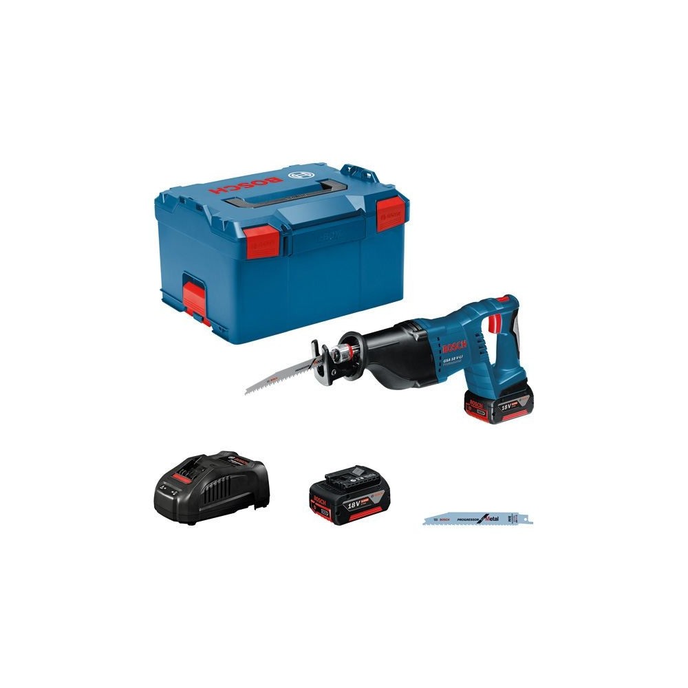 BOSCH GSA 18V-LI CORDLESS RECIPROCATING SAW | 18V, TWO 5.0AH BATTERIES, AND L-BOXX Dinamitek 2