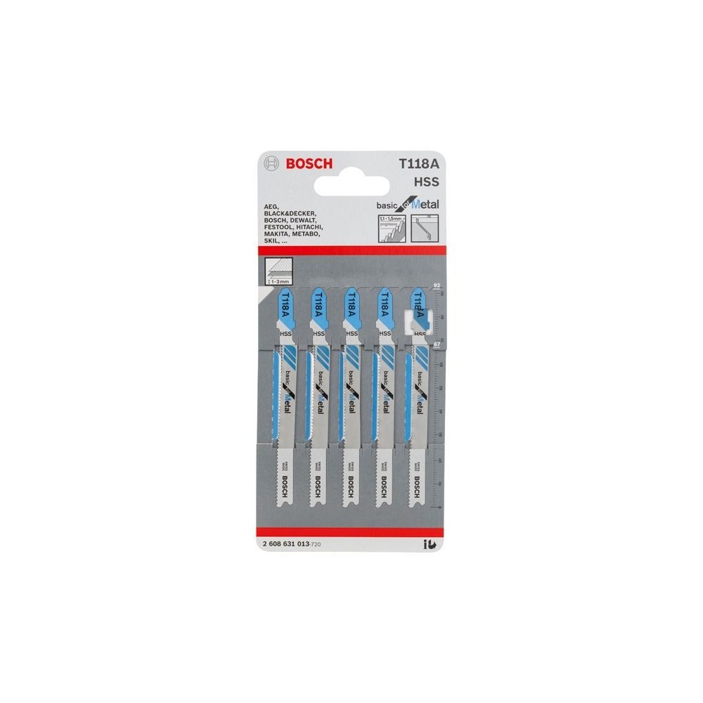 2.608.631.014-720 T 118 B HSS LAMA SEGHETTO ALTERNATIVO PER METALLO conf 5 pz BOSCH Dinamitek 2