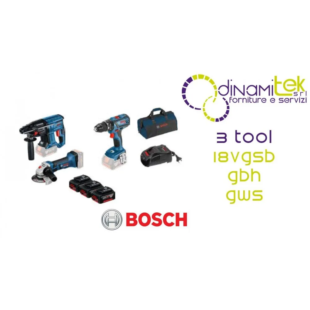 0.615.990.M0U 3 TOOL 18VGSB+GBH+GWS BOSCH Dinamitek 1