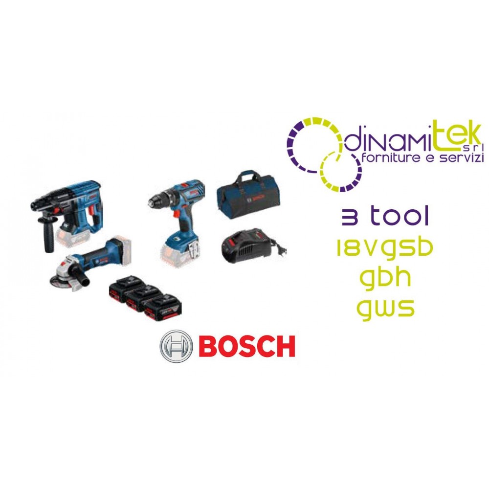 BOSCH SUPERKIT 18V - 3 BRUSHLESS TOOLS (GBH 18V-21 + GSB 18V-28 + GWS 18V-LI) Dinamitek 1