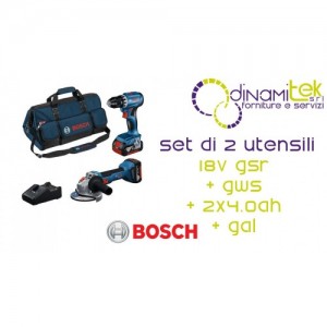 KIT COMBINé 18V GSR + GWS AVEC 2X4.0AH ET GAL 18V-40 PROFESSIONNEL (0.615.A50.07N) Dinamitek 1