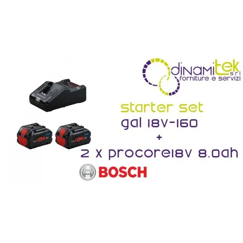 1.600.A02.T5P 2 X PROCORE18V 8.0AH + GAL 18V-160 PROFESSIONAL STARTER SET BOSCH Dinamitek 1
