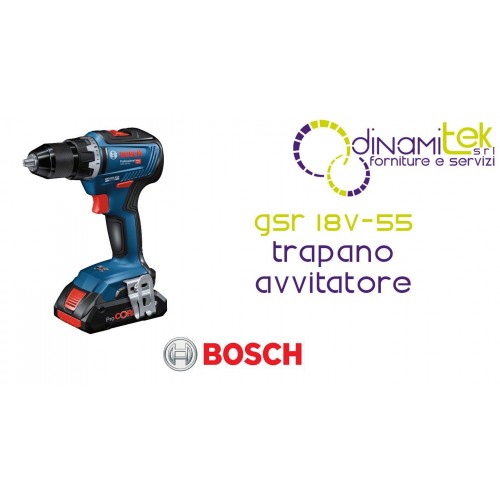 0.601.9H5.200 GSR 18V-55 TRAPANO AVVITATORE A BATTERIA BOSCH Dinamitek 1
