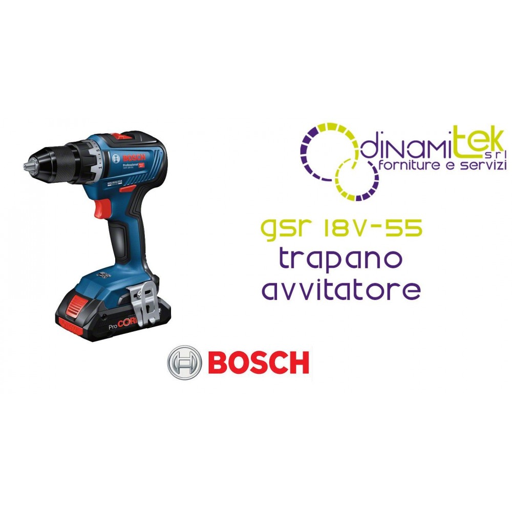 0.601.9H5.200 GSR 18V-55 TRAPANO AVVITATORE A BATTERIA BOSCH Dinamitek 1