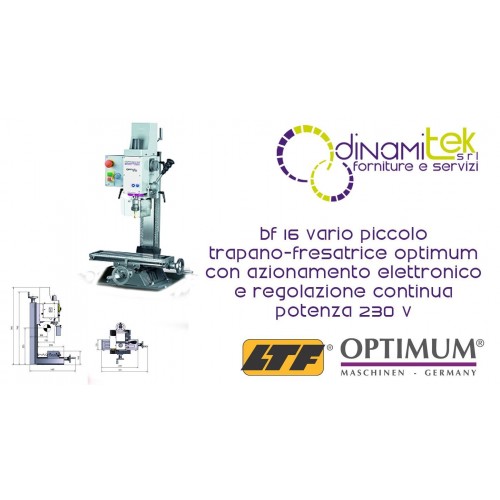 OPT056OP116V - KLEINE BOHRMASCHINE-FRäSMASCHINE MODELL BF 16VARIO MIT ELEKTRONISCHEN ANTRIEB UND STUFENLOSE VERSTELLUNG - POWER Dinamitek 1
