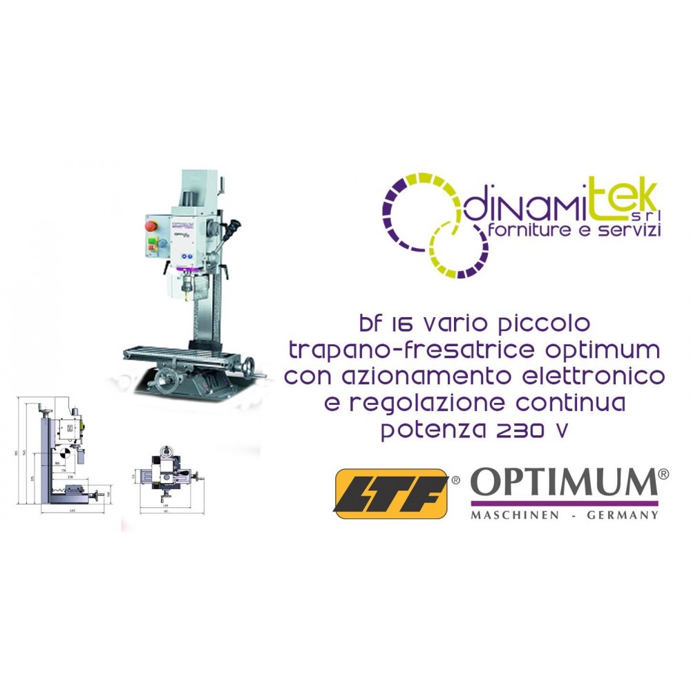 OPT056OP116V - KLEINE BOHRMASCHINE-FRäSMASCHINE MODELL BF 16VARIO MIT ELEKTRONISCHEN ANTRIEB UND STUFENLOSE VERSTELLUNG - POWER Dinamitek 1