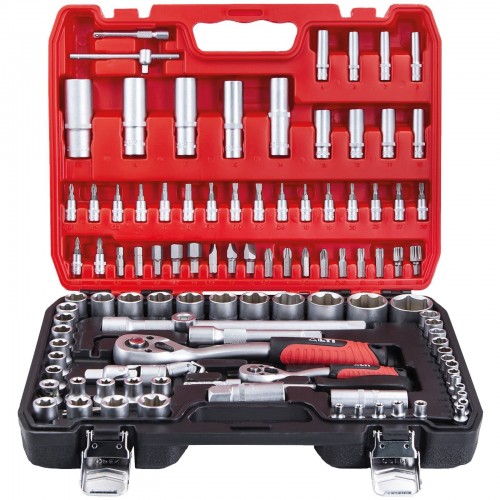COFFRET à OUTILS DE 108 PIèCES AVEC DOUILLES 1/2 ET 1/4 ET CLIQUET RéVERSIBLE. 64230030 LTI Dinamitek 2