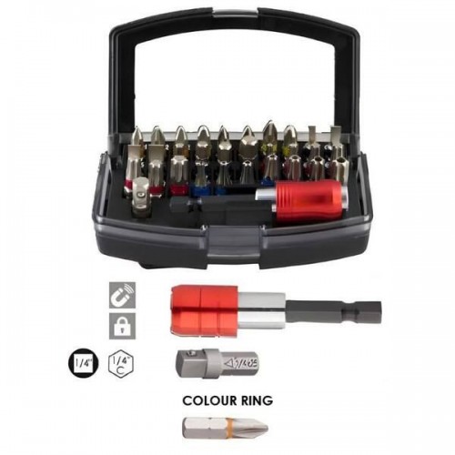 ASSORTIMENT DE 32 INSERTS ESSENTIELS DE COULEUR POUR TOURNEVIS 1/4 ART. 66009015 LTI Dinamitek 2