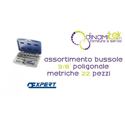 E031805P ASSORTIMENTO BUSSOLE 3/8" POLIGONALE METRICHE PASTORINO EXPERT 22 PEZZI