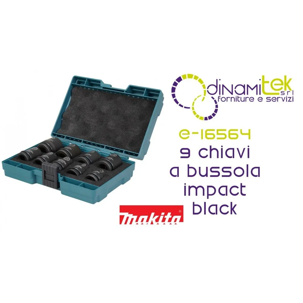 MAKITA E-16564 - JEU DE 9 DOUILLES à CHOCS, NOIRES - CARRé D'ENTRAîNEMENT 1/2&QUOT; Dinamitek 1