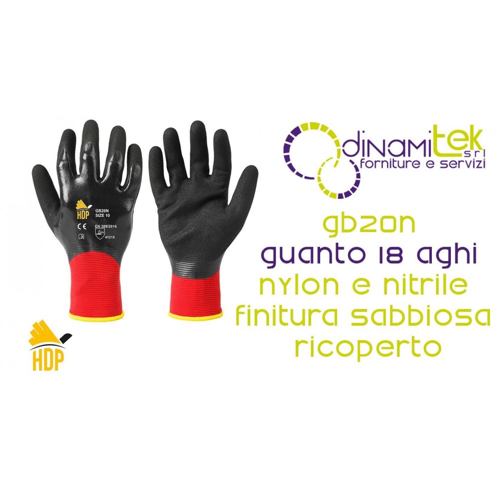 GB20N SOCIM NYLON/SPANDEX 18-GAUGE NITRILBESCHICHTETER HANDSCHUH Dinamitek 1