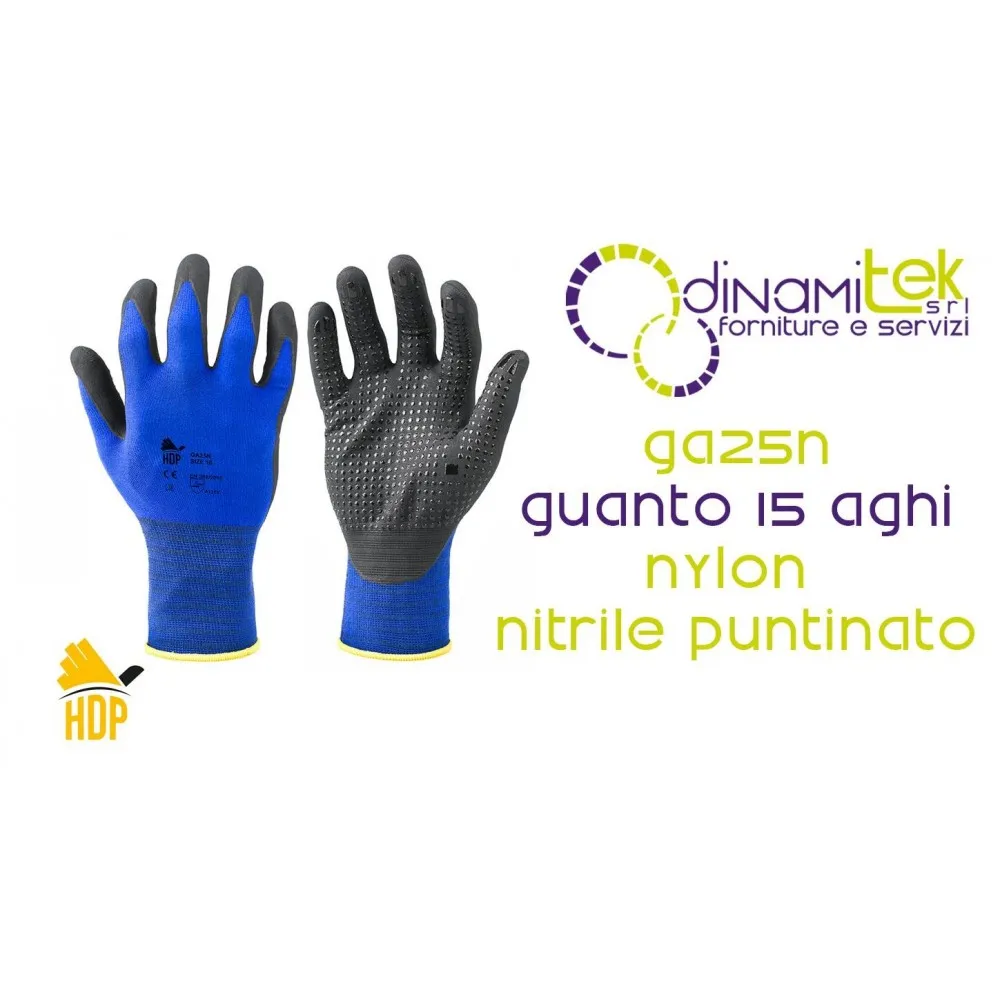 GUANTE PROFESIONAL GA25N SOCIM DE NAILON/SPANDEX Y NITRILO PUNTEADO Dinamitek 1