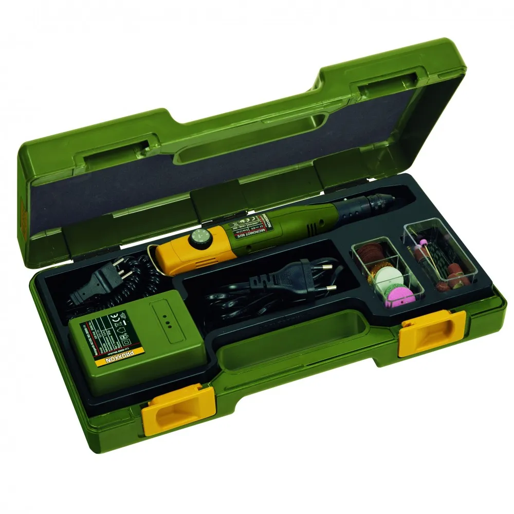 JUEGO DE TALADRO DE COLUMNA CON FUENTE DE ALIMENTACIóN Y 43 ACCESORIOS MICROMOT 60/EF PROXXON Dinamitek 2