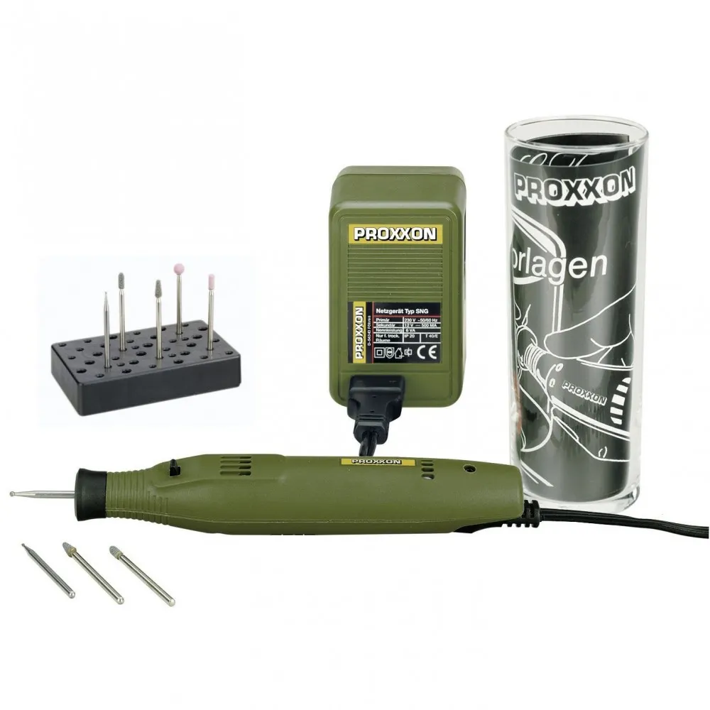 PROXXON GG 12 ENGRAVING SET - COMPLETE WITH GLASS AND ACCESSORIES Dinamitek 2