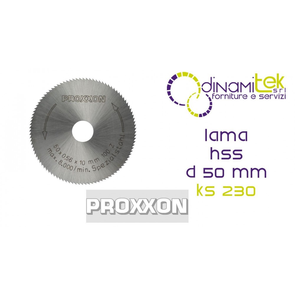 PROXXON 28020 LAMA CIRCOLARE IN ACCIAIO SPECIALE BONIFICATO HSS d 50 mm Dinamitek 1 PER SEGA CIRCOLARE KS 230