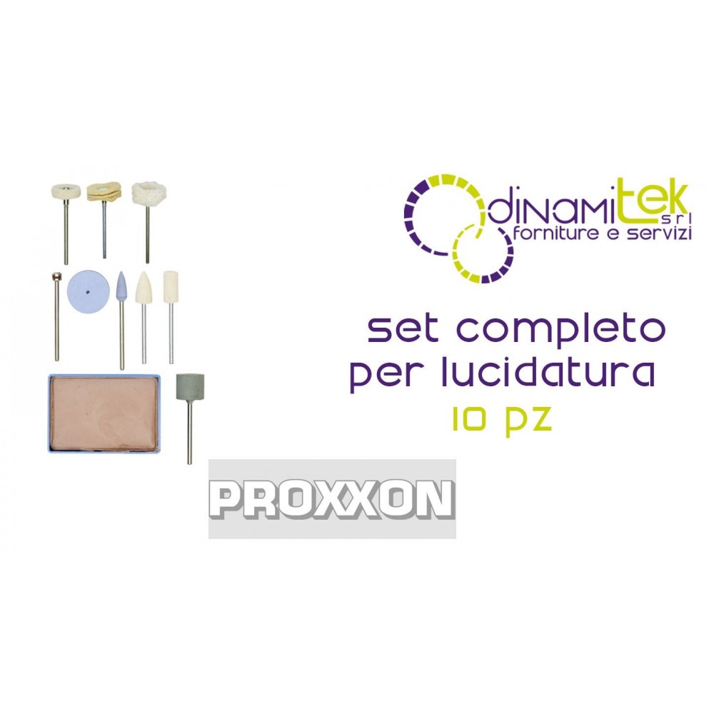 PROXXON 28285 COMPLETE POLISHING SET - 10 PIECES - GOLD, GLASS AND PLASTIC Dinamitek 1