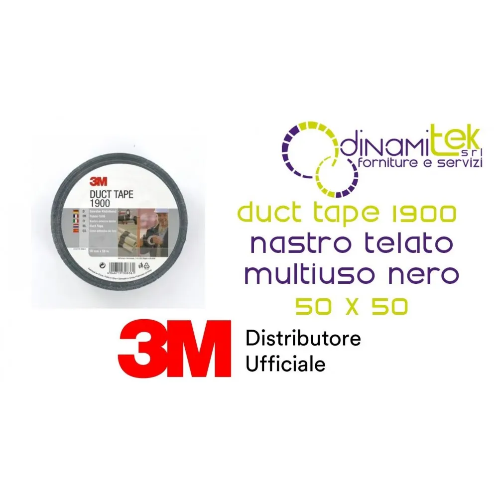 DUCT TAPE 1900 NASTRO TELATO MULTIUSO NERO 50 X 50 3M Dinamitek 1