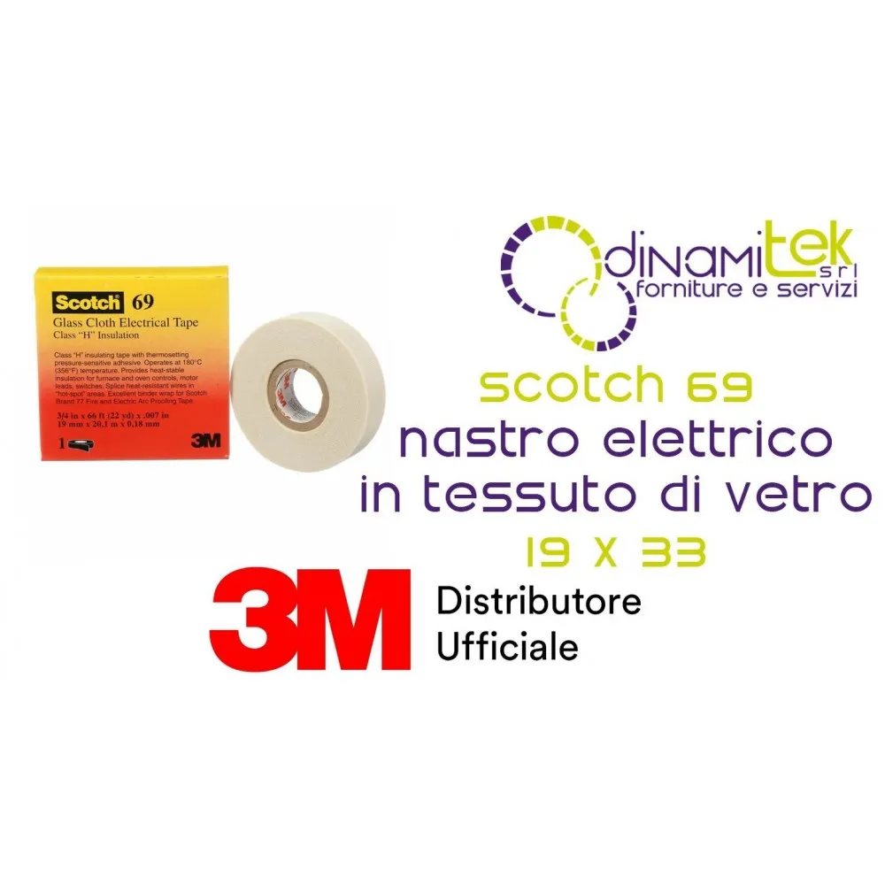 SCOTCH 69 NASTRO ELETTRICO IN TESSUTO DI VETRO PRETAGLIATO 19 X 33 3M Dinamitek 1