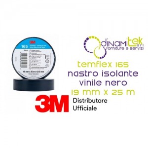 3M TEMFLEX 165 NASTRO ISOLANTE IN VINILE NERO 19 MM X 25 M Dinamitek 1