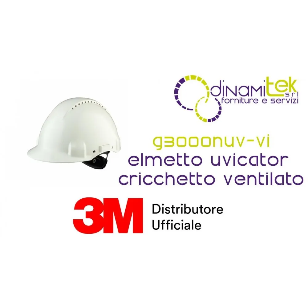 3M G3000NUV-VI ELMETTO UVICATOR BIANCO CRICCHETTO VENTILATO FASCIA ANTISUDORE IN PLASTICA Dinamitek 1