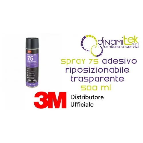 3M 66396 SPRAY 75 ADESIVO RIPOSIZIONABILE TRASPARENTE 500 ml Dinamitek 1
