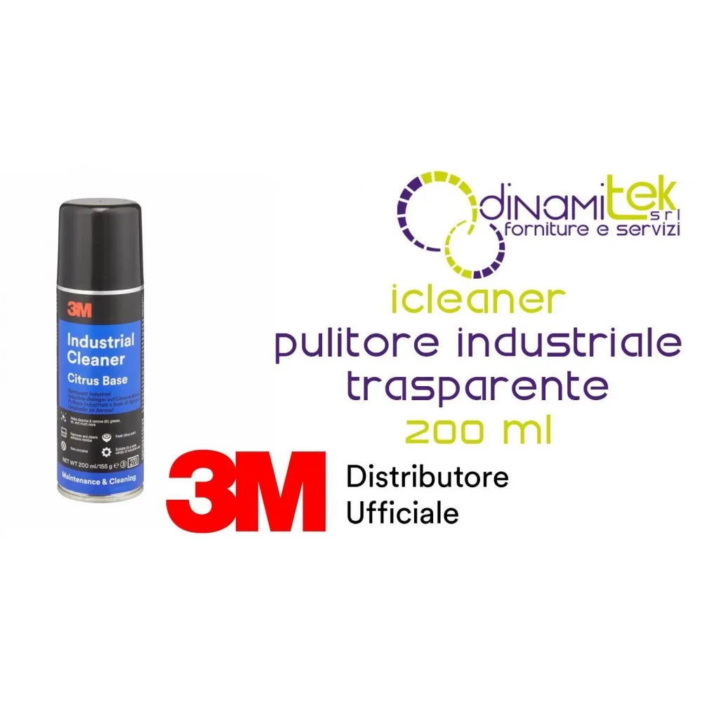 3M ICLEANER PULITORE INDUSTRIALE TRASPARENTE A BASE DI AGRUMI 200 ML Dinamitek 1