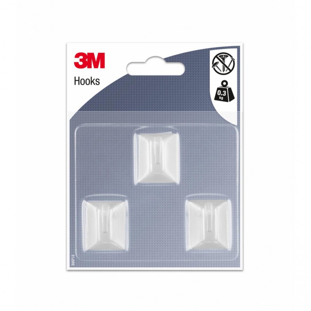 3M Z96023 GANCIO ADESIVO IN PLASTICA A FORMA RETTANGOLARE COLORE BIANCO TENUTA MASSIMA 0.3 KG Dinamitek 2
