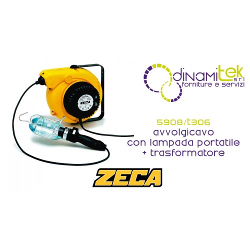 5908/T306 CARRETE DE CABLE CON LÁMPARA PORTÁTIL T306 Y TRANSFORMADOR DE ZECA
