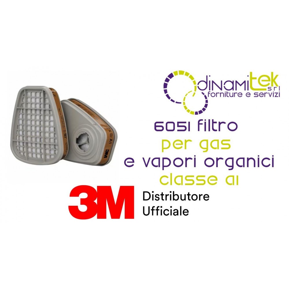 6051 COPPIA FILTRI PER GAS E VAPORI ORGANICI CLASSE A1 3M Dinamitek 1