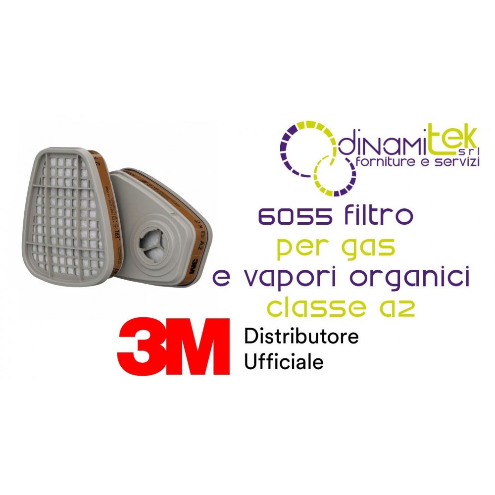 6055 COPPIA FILTRI PER GAS E VAPORI ORGANICI CLASSE A2 3M Dinamitek 1