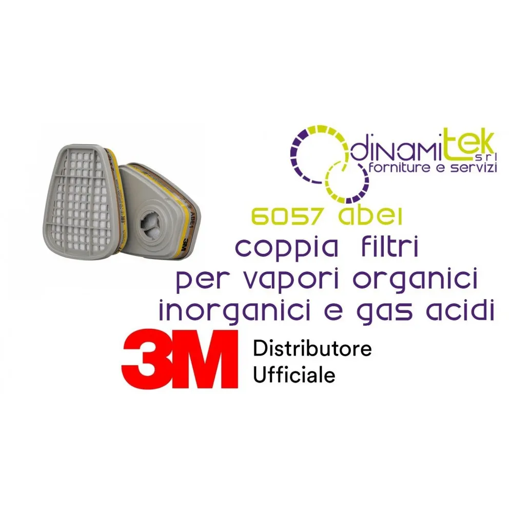 3M 6057 COPPIA FILTRI PER VAPORI ORGANICI INORGANICI E GAS ACIDI ABE1 Dinamitek 1