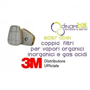 3M 6057 COPPIA FILTRI PER VAPORI ORGANICI INORGANICI E GAS ACIDI ABE1 Dinamitek 1