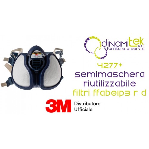 3M 4277+ SEMIMASCHERA RIUTILIZZABILE SENZA MANUTENZIONE FILTRI FFABE1P3 R D Dinamitek 1