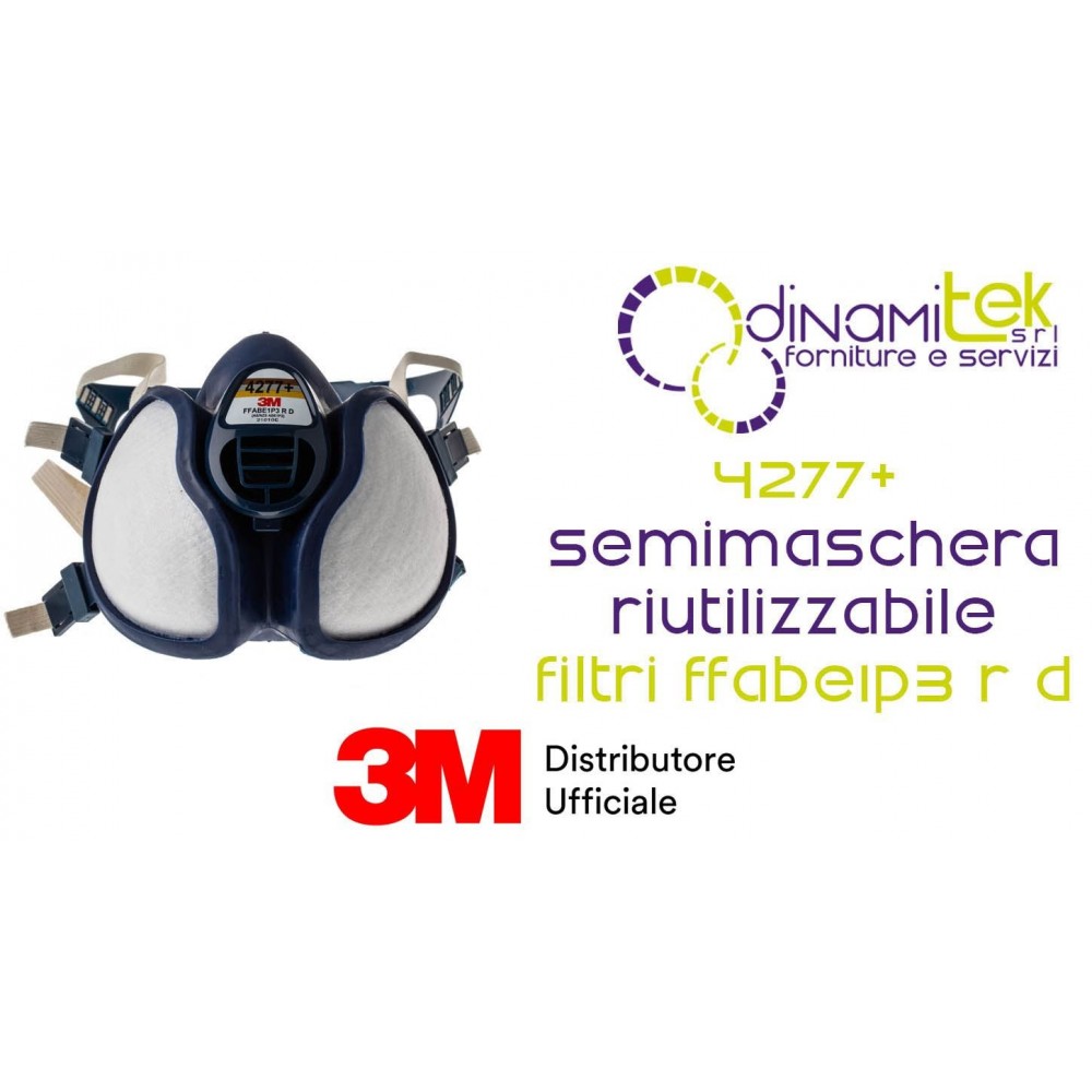 3M 4277+ SEMIMASCHERA RIUTILIZZABILE SENZA MANUTENZIONE FILTRI FFABE1P3 R D Dinamitek 1