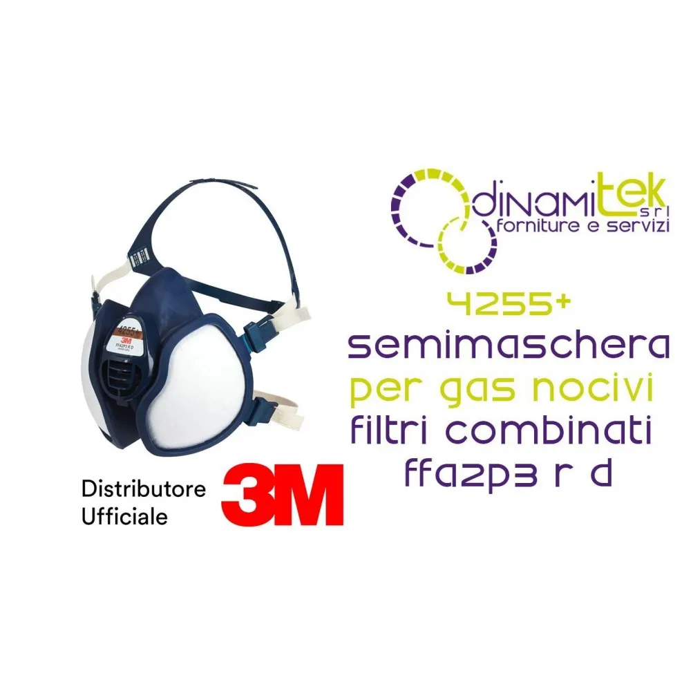3M 4255+ SEMIMASCHERA RIUTILIZZABILE SENZA MANUTENZIONE FILTRI FFA2P3 R D Dinamitek 1