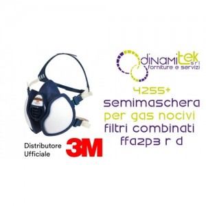 3M 4255+ SEMIMASCHERA RIUTILIZZABILE SENZA MANUTENZIONE FILTRI FFA2P3 R D Dinamitek 1