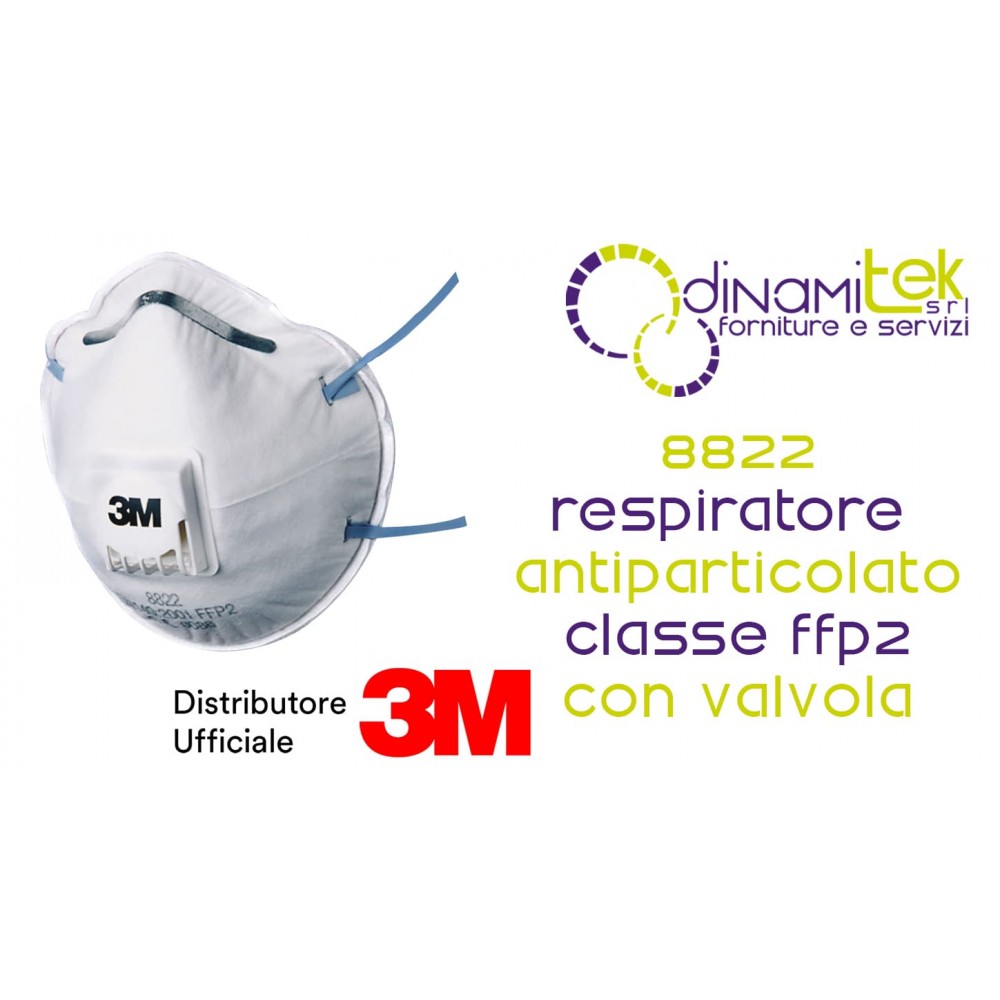 3M 8822 RESPIRATORE ANTIPARTICOLATO FFP2 CON VALVOLA Dinamitek 1