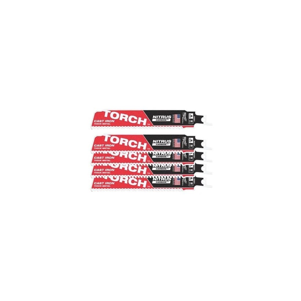 MILWAUKEE TCT TORCH NITRUS 150MM X 8 TPI LAME DEMOLIZIONE METALLO TORCH™ NITRUS CARBIDE™ DENTI IN CARBURO 5 PZ Dinamitek 2