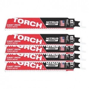 MILWAUKEE TCT TORCH NITRUS 150MM X 8 TPI LAME DEMOLIZIONE METALLO TORCH™ NITRUS CARBIDE™ DENTI IN CARBURO 5 PZ Dinamitek 2