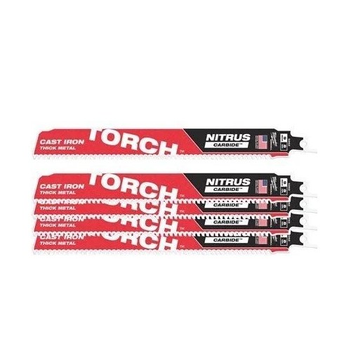MILWAUKEE TCT TORCH NITRUS 300MM X 8 TPI LAME DEMOLIZIONE METALLO TORCH™ NITRUS CARBIDE™ DENTI IN CARBURO 5 PZ Dinamitek 2