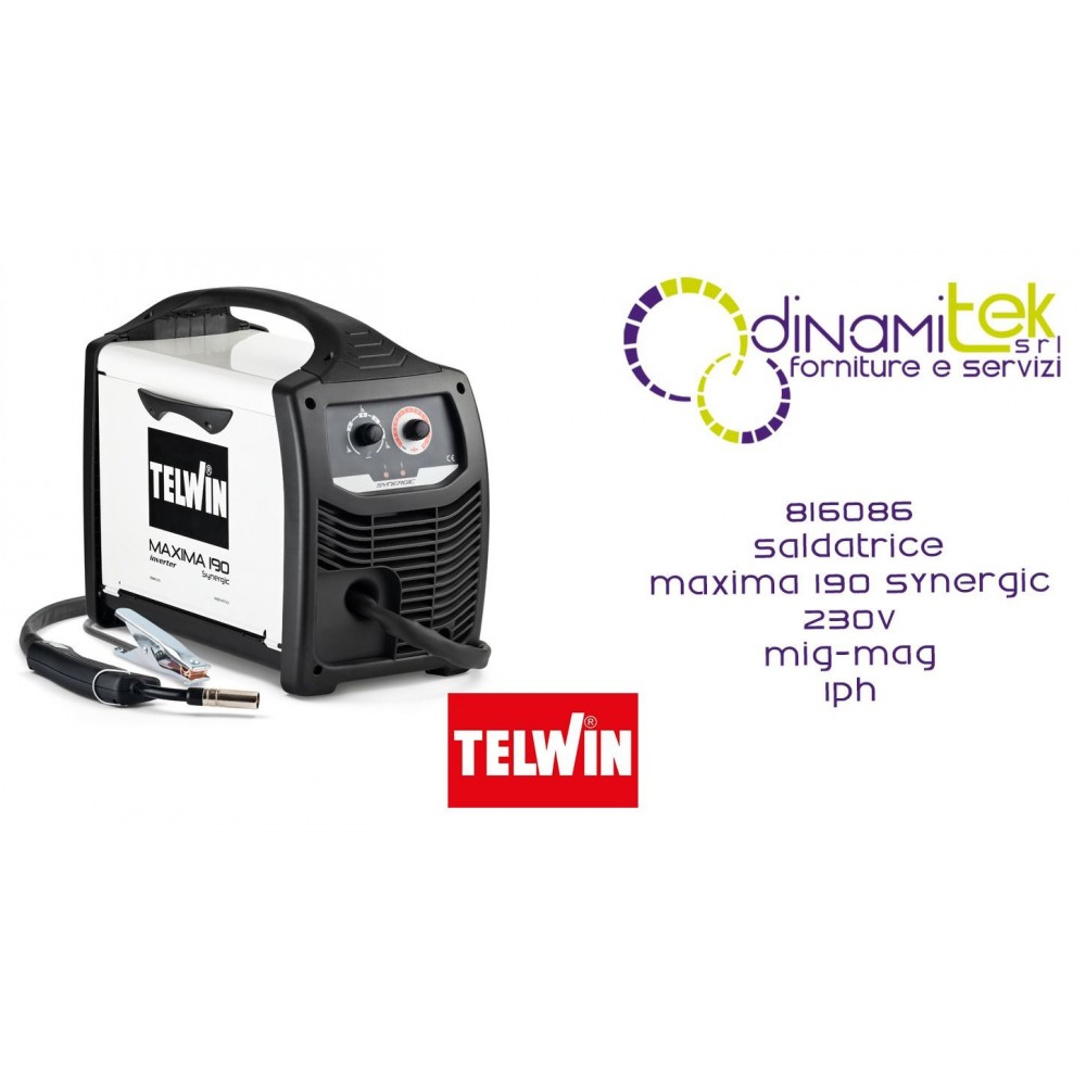 TELWIN 816086 SALDATRICE MAXIMA 190 SYNERGIC 230V MIG-MAG 1PH Dinamitek 1
