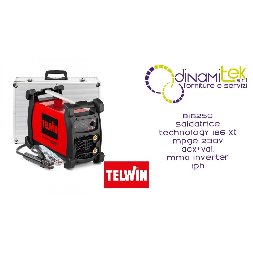 TELWIN 816250 SALDATRICE TECHNOLOGY 186 XT MPGE 230V ACX+VAL. MMA INVERTER 1PH Dinamitek 1