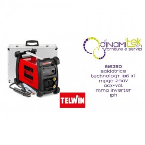 TELWIN 816250 SALDATRICE TECHNOLOGY 186 XT MPGE 230V ACX+VAL. MMA INVERTER 1PH Dinamitek 1