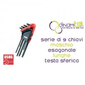 U02800084 280 LTS/S9 SERIE DI 9 CHIAVI USAG MASCHIO ESAGONALE LUNGHE TESTA SFERICA Dinamitek 1