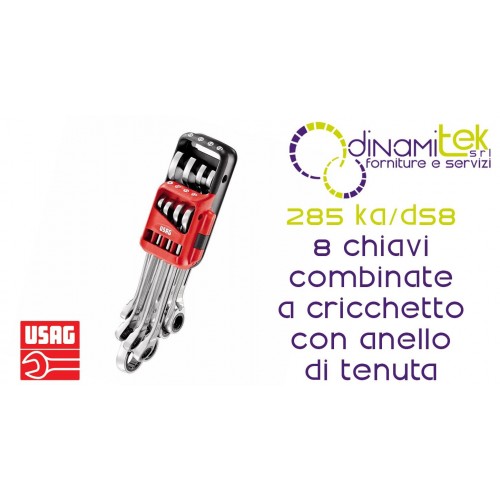 U02856058 285 KA/DS8 SERIE DI 8 CHIAVI COMBINATE A CRICCHETTO CON ANELLO DI TENUTA ICONIC USAG Dinamitek 1