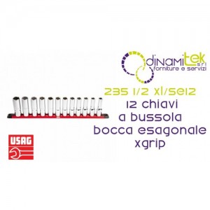 U02354101 235 1/2 XL/SE12 SERIE DI 12 CHIAVI A BUSSOLA CON BOCCA ESAGONALE SPECIALE X-GRIP USAG Dinamitek 1