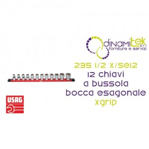 U02350501 235 1/2 X/SE12 SERIE DI 12 CHIAVI A BUSSOLA CON BOCCA ESAGONALE SPECIALE X-GRIP USAG Dinamitek 1