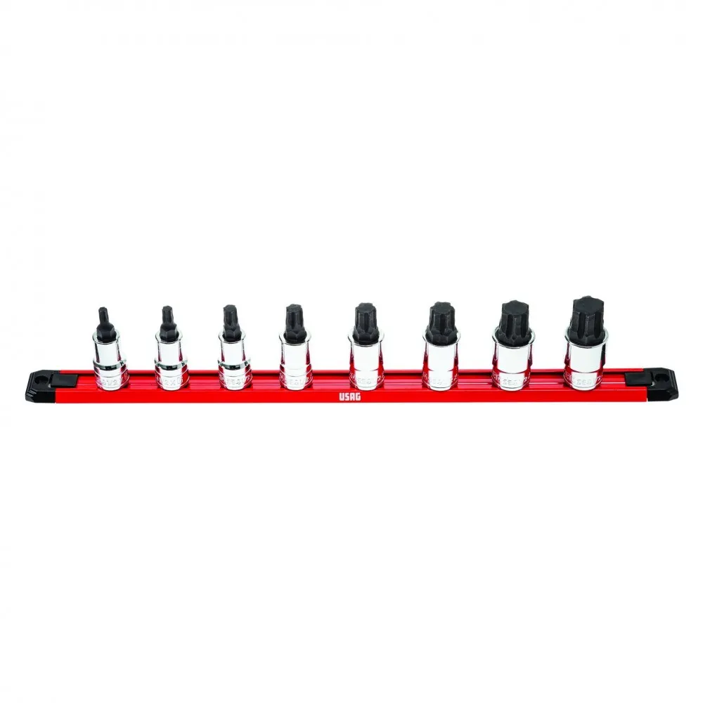 U02342150 234 1/2 X/SE8 SERIE DI 8 CHIAVI A BUSSOLA CON PROFILO ESAGONO SPECIALE X-GRIP USAG PER VITI CON ESAGONO INCASSATO Dinamitek 2