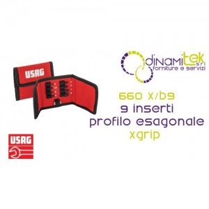 U06600100 660 X/B9 SET DI INSERTI CON PROFILO ESAGONALE SPECIALE XGRIP (9 PZ) USAG Dinamitek 1